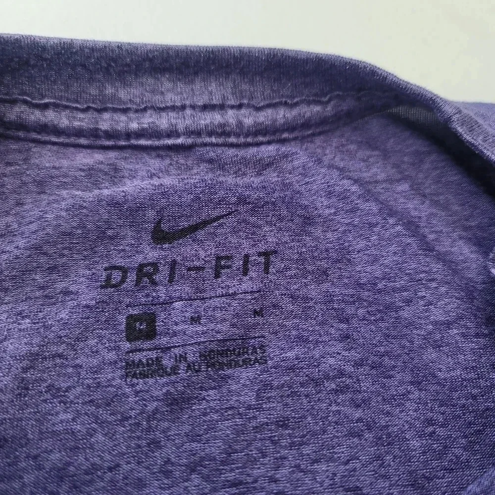 Nike Shirt Womens Purple DriFit Swoosh Logo Casual Running Active Sports Sz M